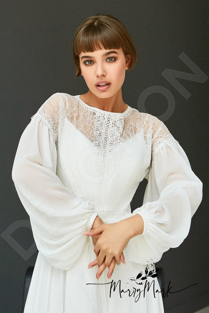 Foly Full back A-line Long sleeve Wedding Dress 2