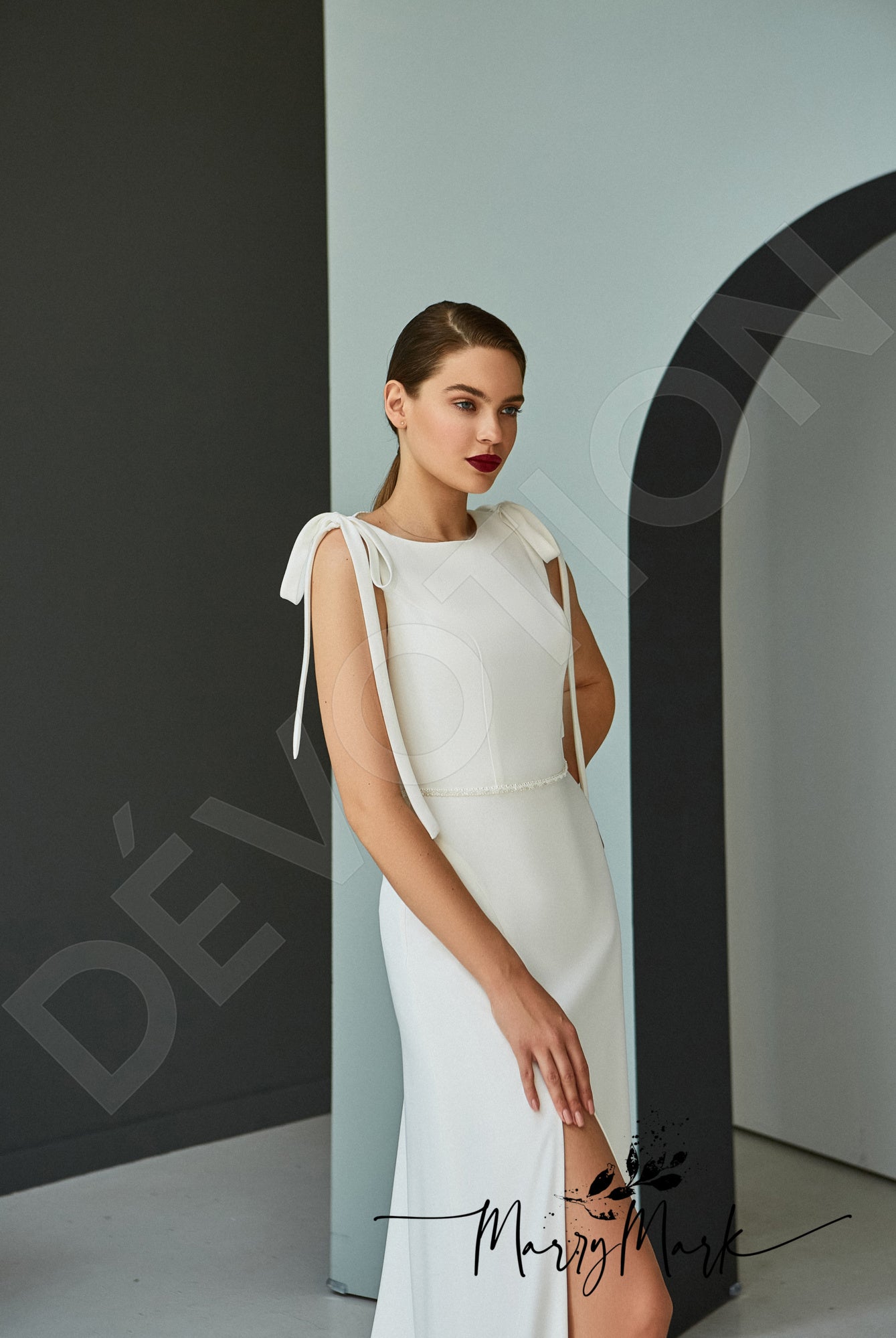 Genaya A-line Boat/Bateau Milk Wedding dress