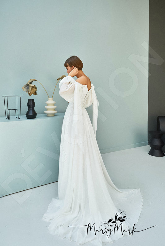 Greiya A-line Off-shoulder/Drop shoulders Milk Wedding dress