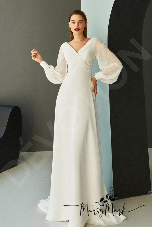 Sivilin A-line V-neck Milk Wedding dress