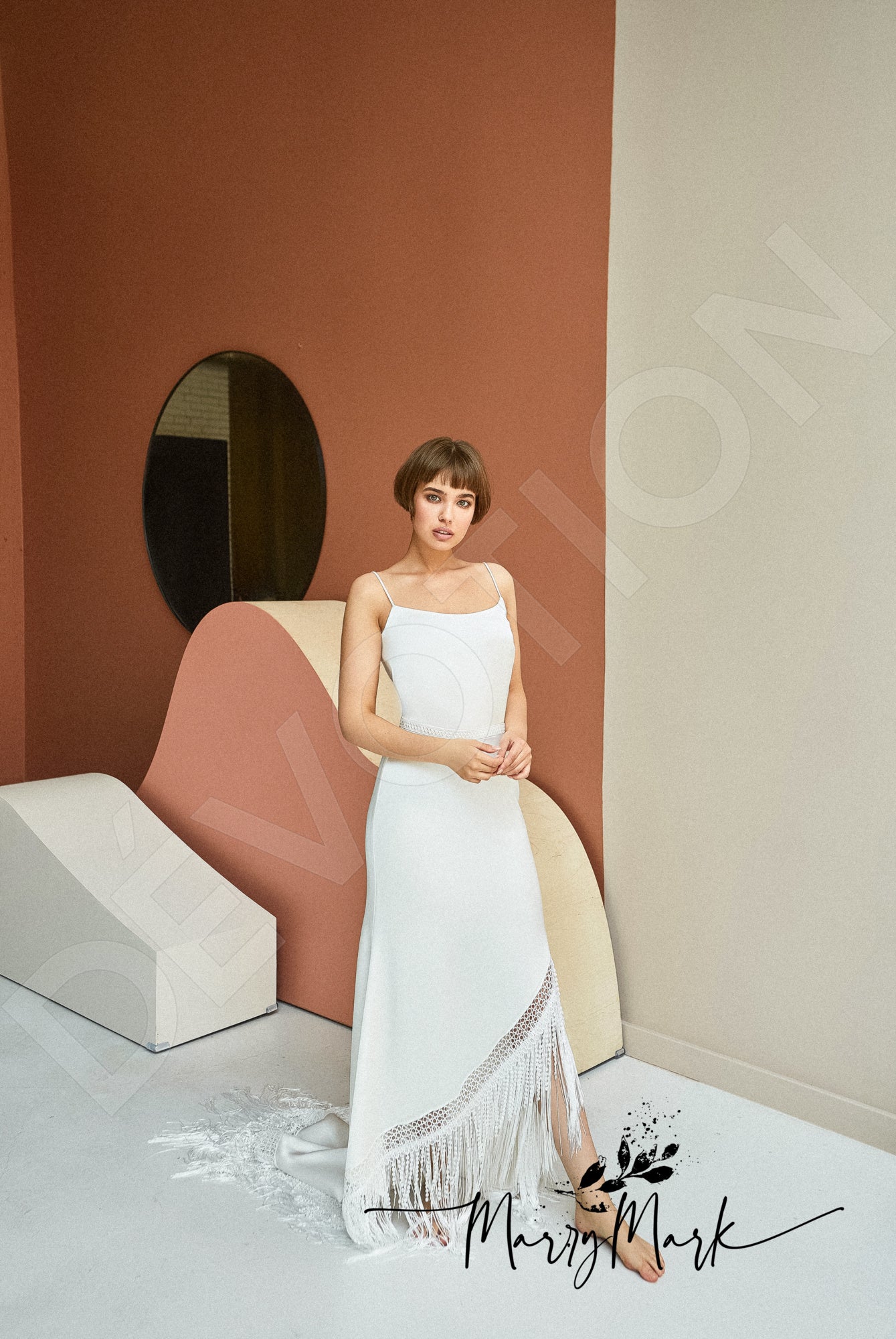 Vivan Sheath/Column Straight across Milk Wedding dress