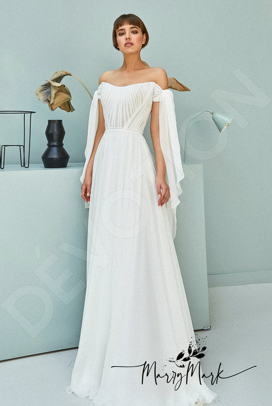 Greiya A-line Off-shoulder/Drop shoulders Milk Wedding dress