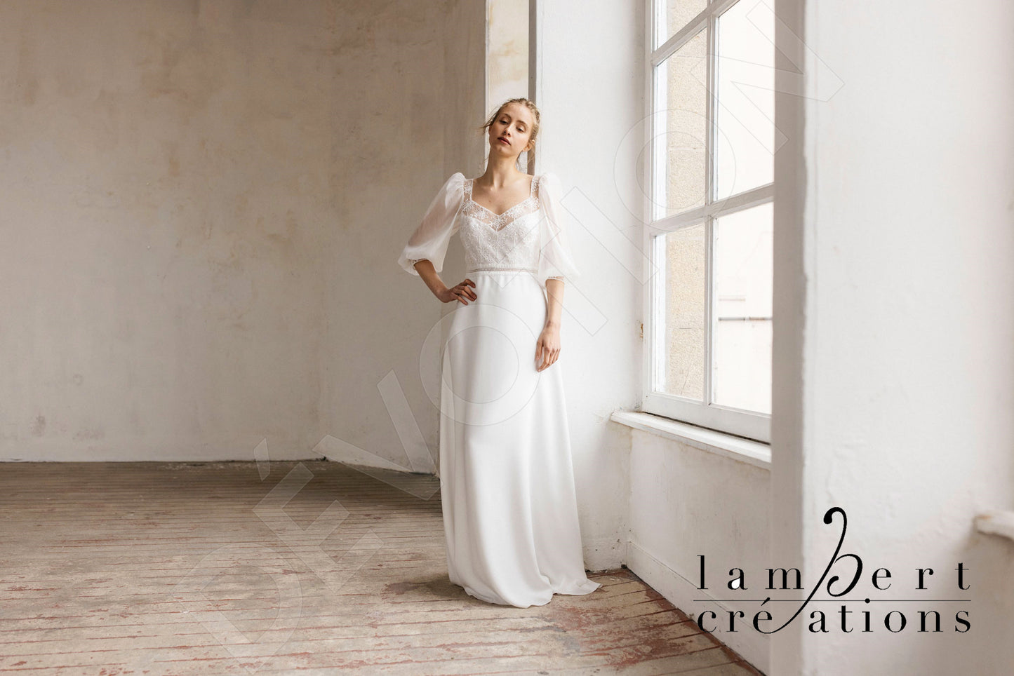 Etoile Open back A-line 3/4 sleeve Wedding Dress 7