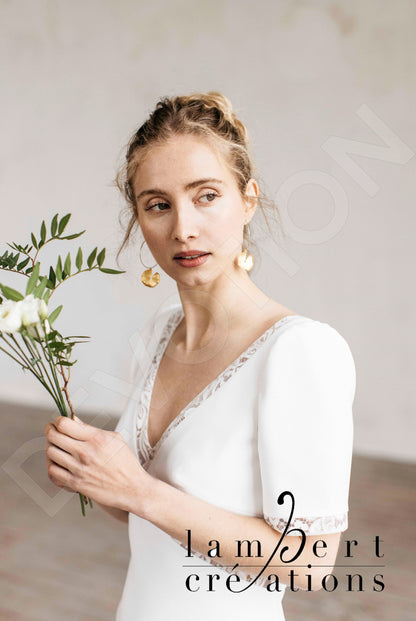 Sierra Open back A-line Short/ Cap sleeve Wedding Dress 2