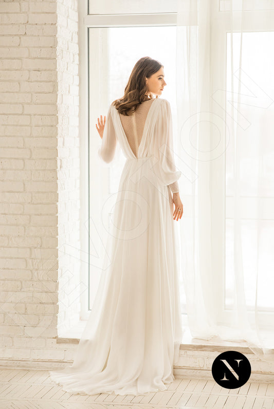 Marie A-line V-neck Milk Wedding dress