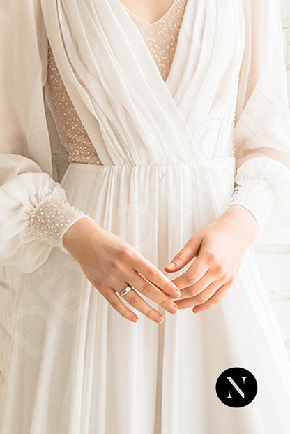 Marie Full back A-line Long sleeve Wedding Dress 7