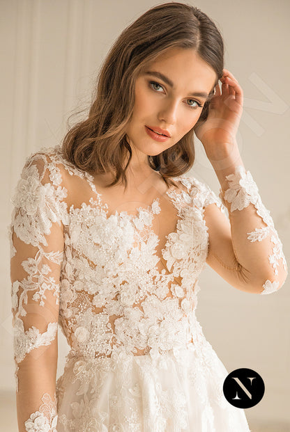 Phoenixe Full back A-line Long sleeve Wedding Dress 6