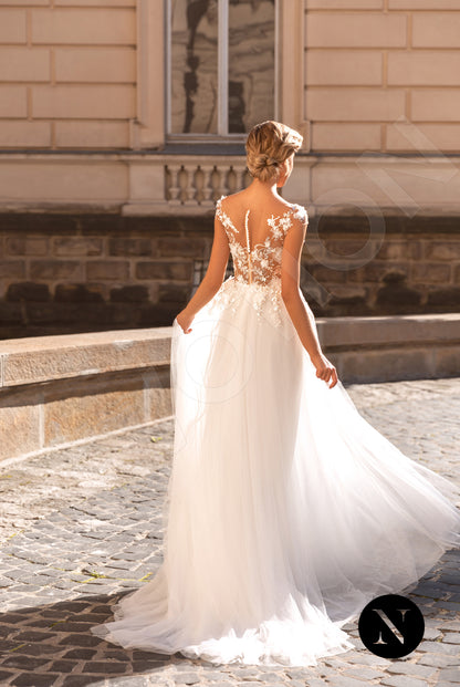 Bijou Full back A-line Short/ Cap sleeve Wedding Dress Back