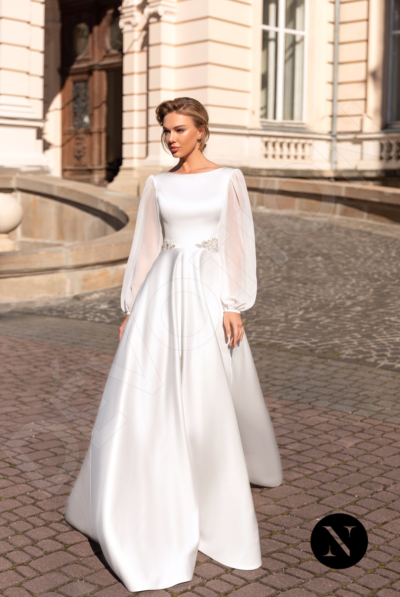 Marlena A-line Boat/Bateau Ivory Wedding dress