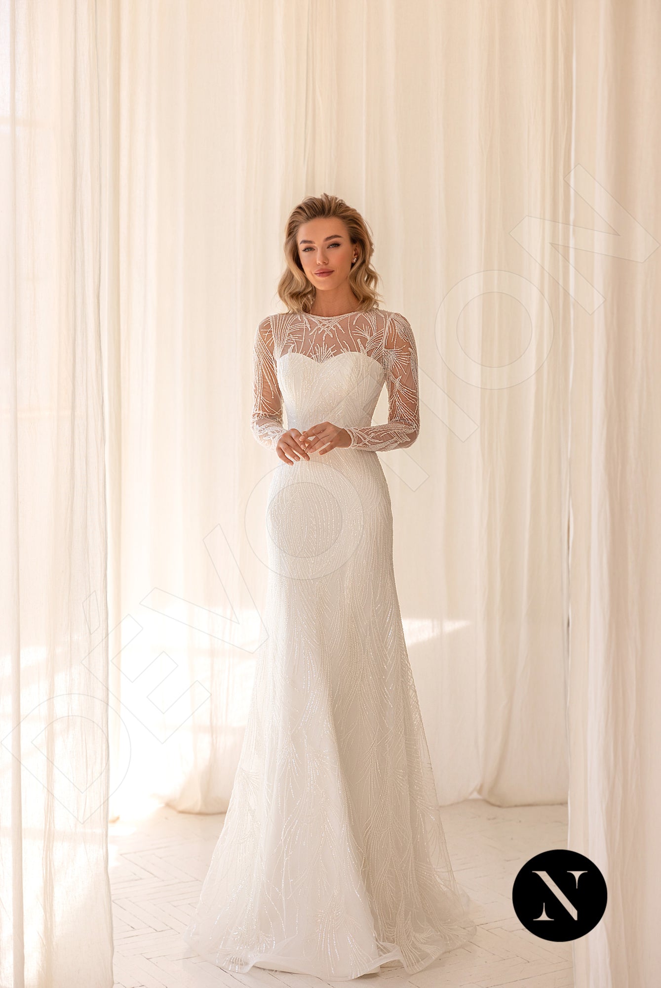 Miriam Trumpet/Mermaid Jewel Milk Wedding dress