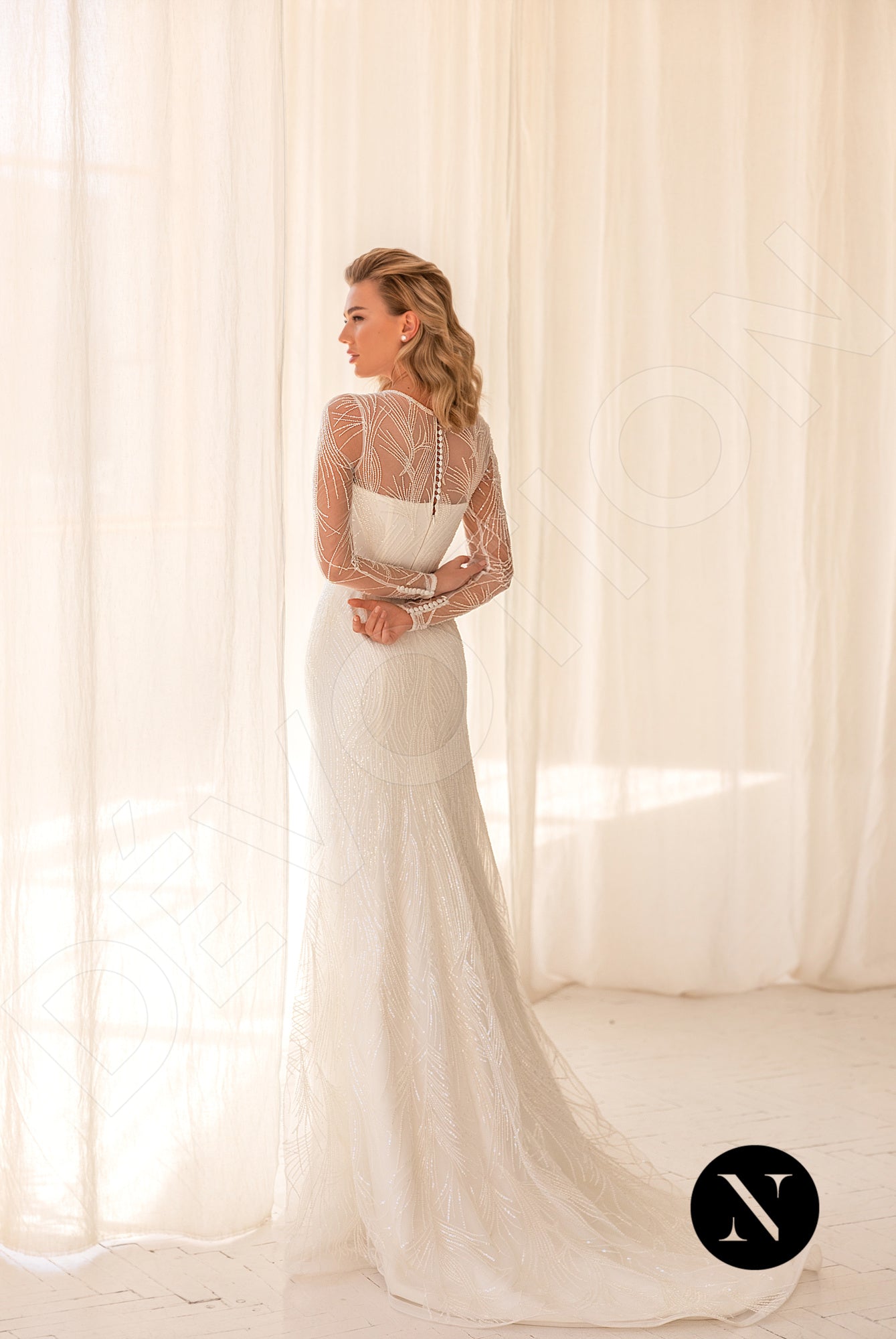 Miriam Trumpet/Mermaid Jewel Milk Wedding dress