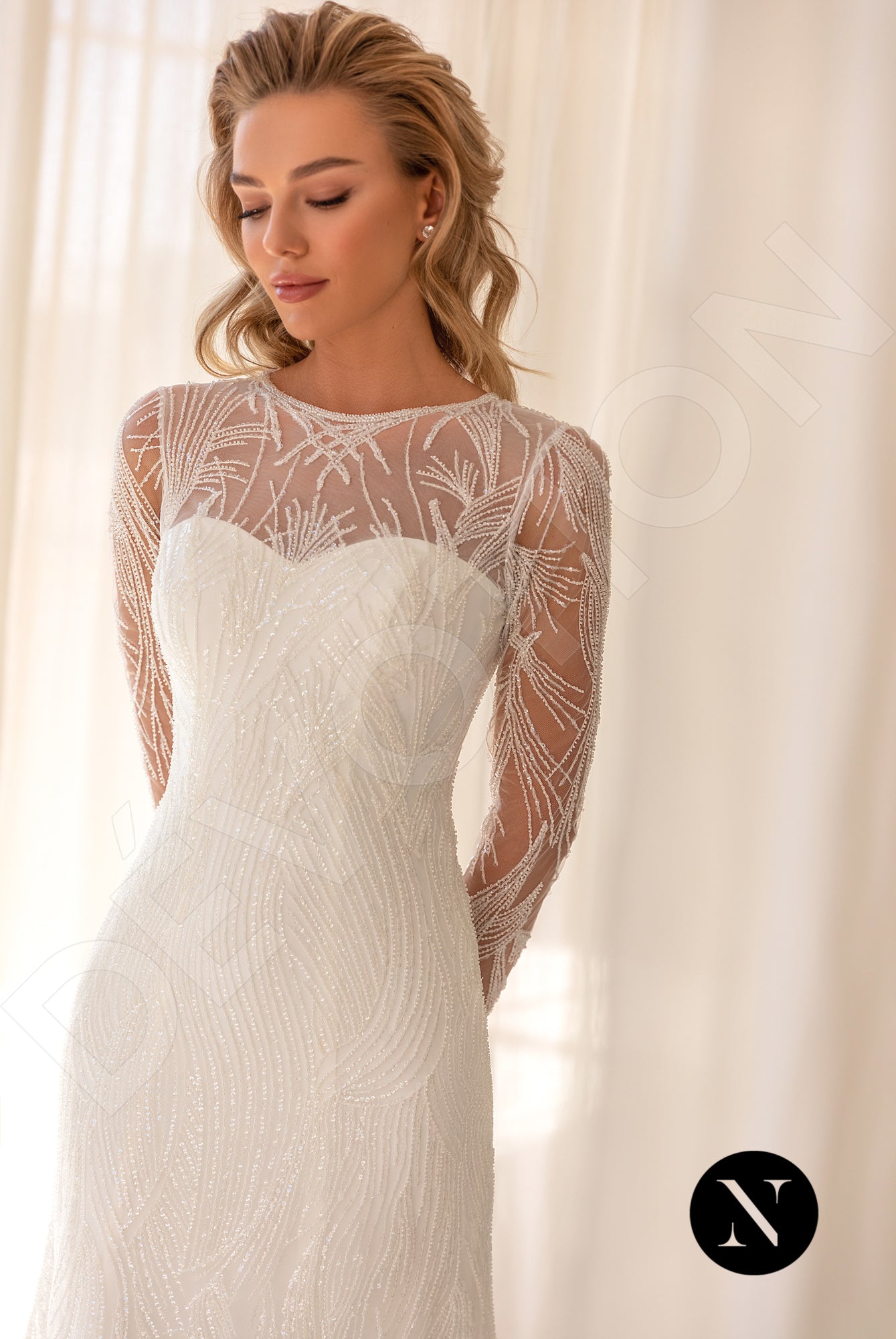 Miriam Full back Trumpet/Mermaid Long sleeve Wedding Dress 2