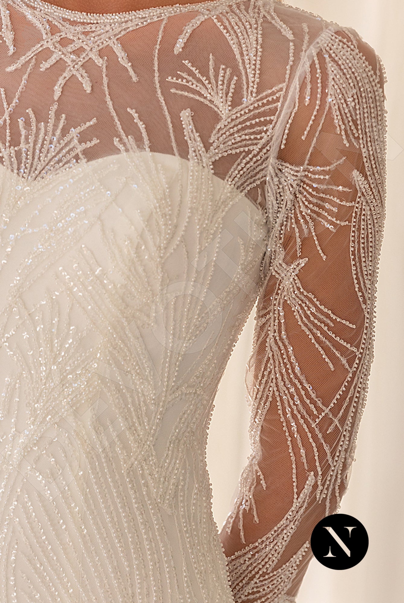 Miriam Trumpet/Mermaid Jewel Milk Wedding dress