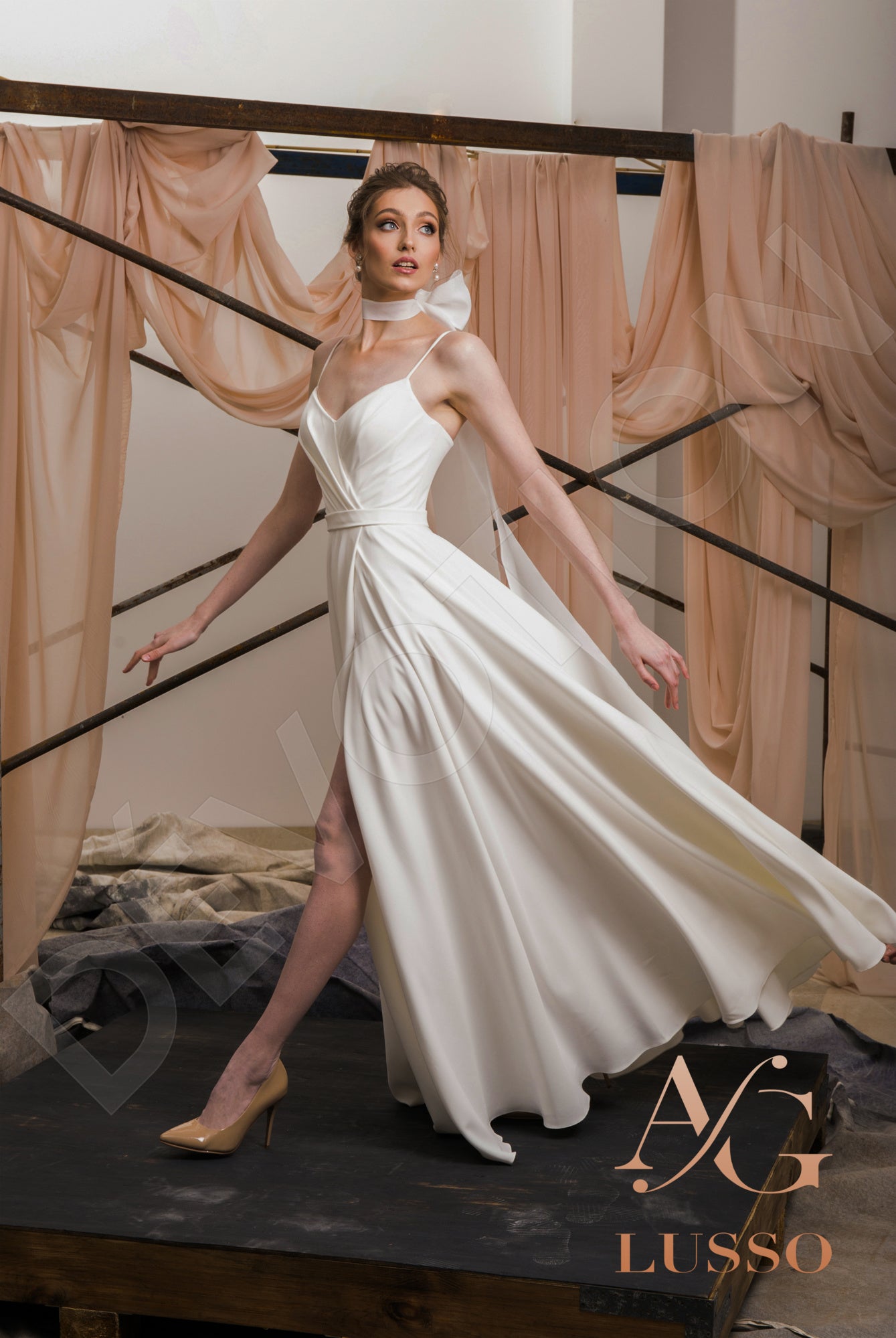 Esthera A-line V-neck LightMilk Wedding dress