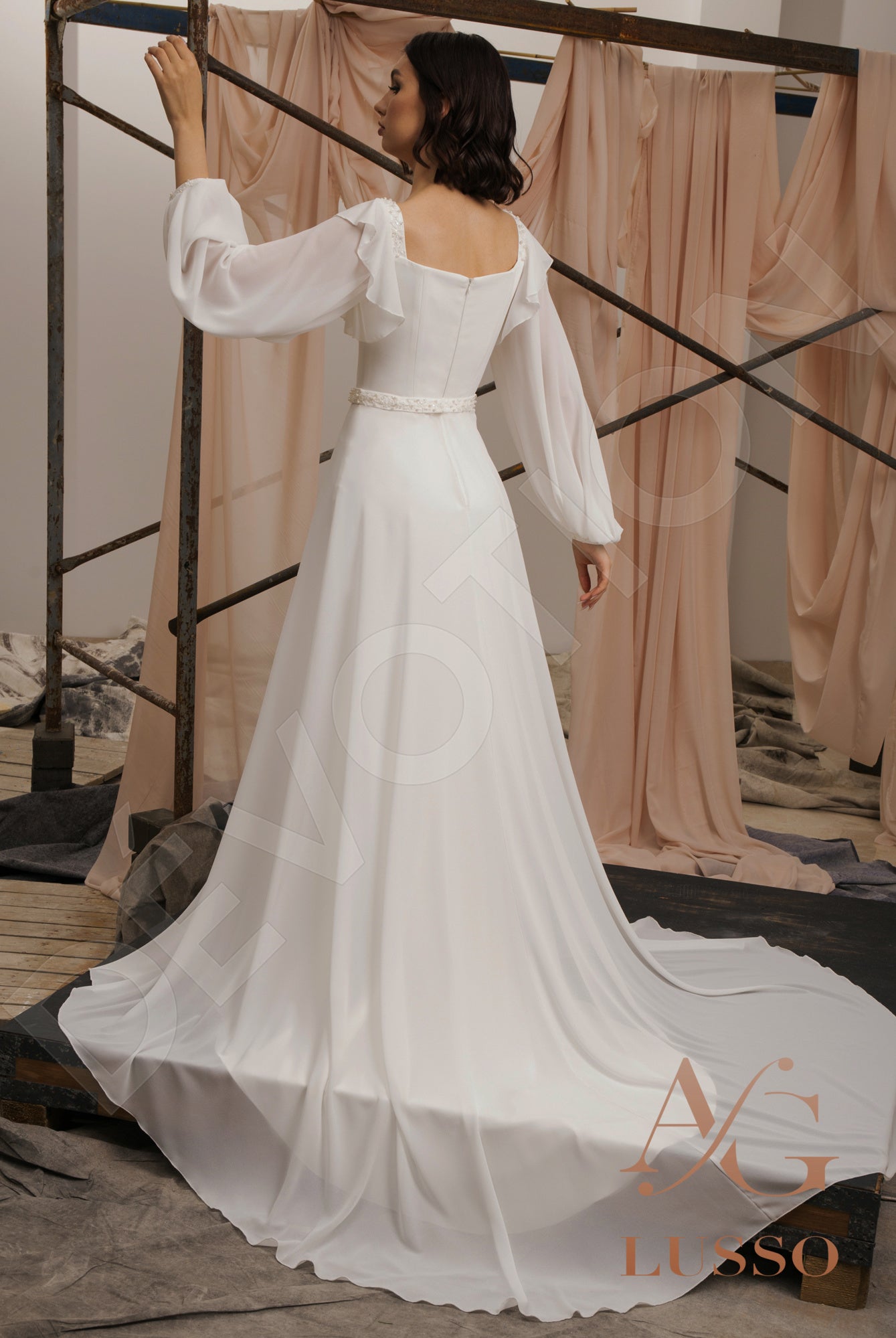 Jacquelina Open back Trumpet/Mermaid Long sleeve Wedding Dress 3