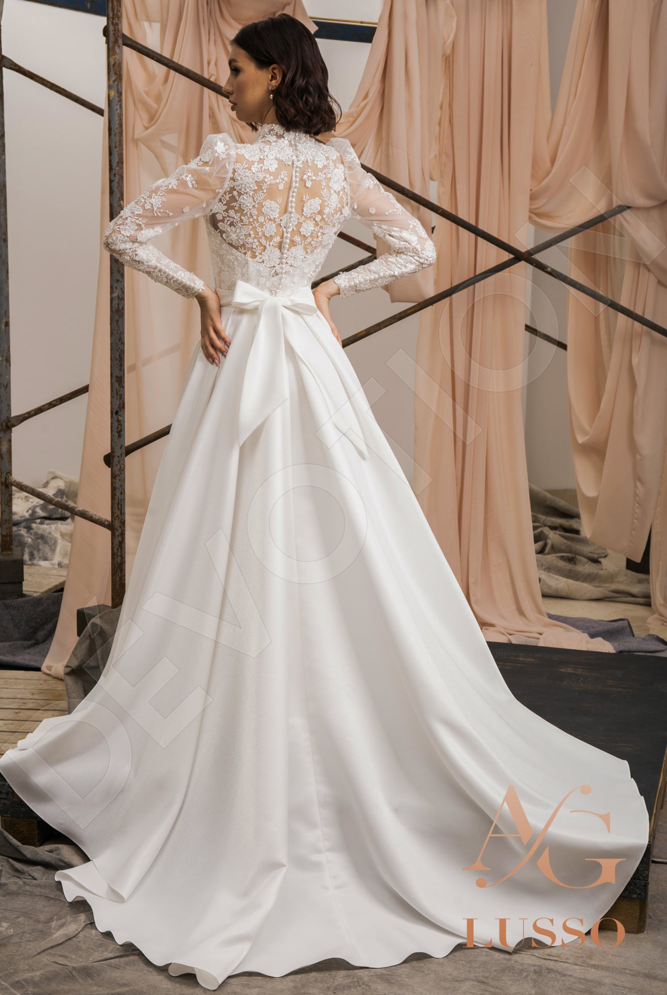 Janessa Full back A-line Long sleeve Wedding Dress Back