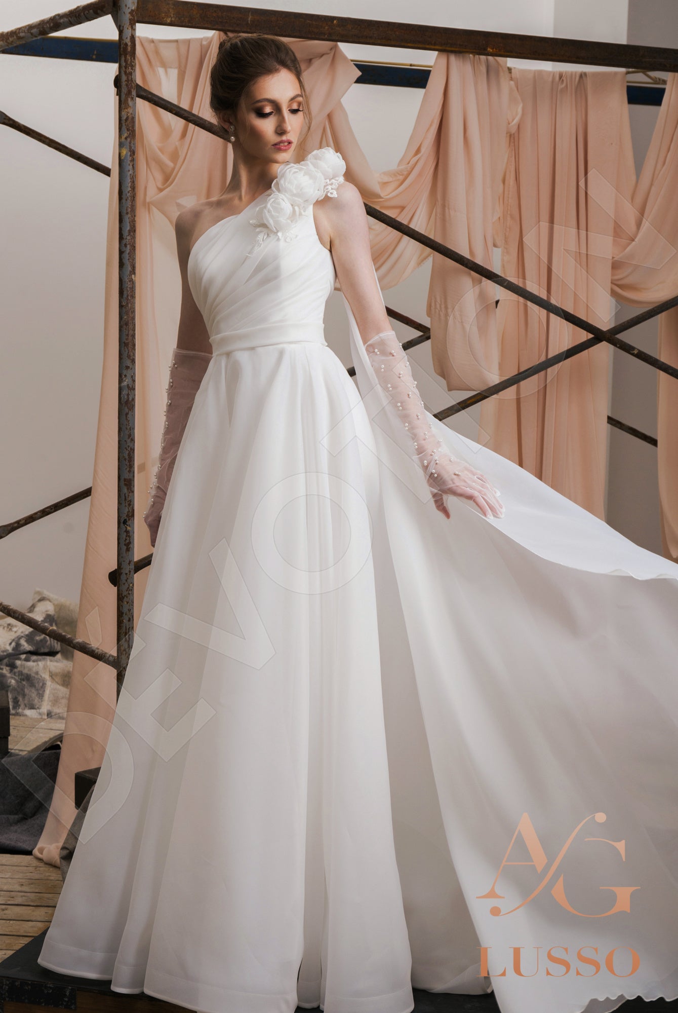 Lorinet A-line Asymmetric/One shoulder Arctic LightMilk Wedding dress
