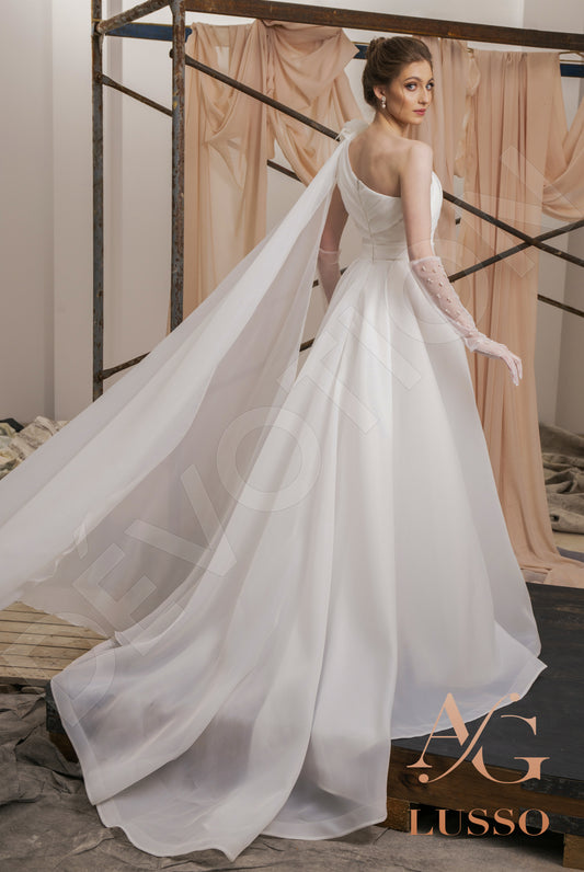 Lorinet A-line Asymmetric/One shoulder Light Milk Wedding dress