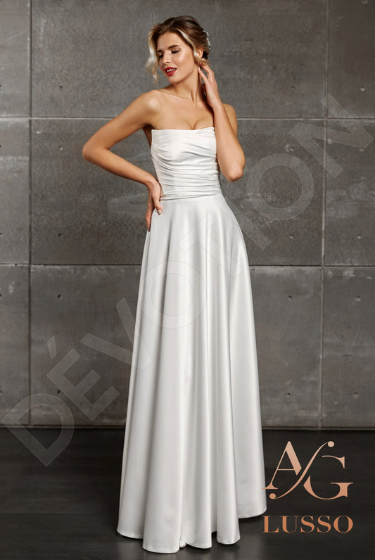 Laurence A-line Straight across Milk Wedding dress