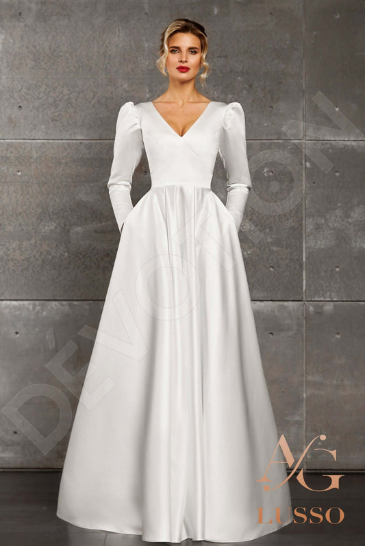Abell A-line V-neck Ivory Wedding dress