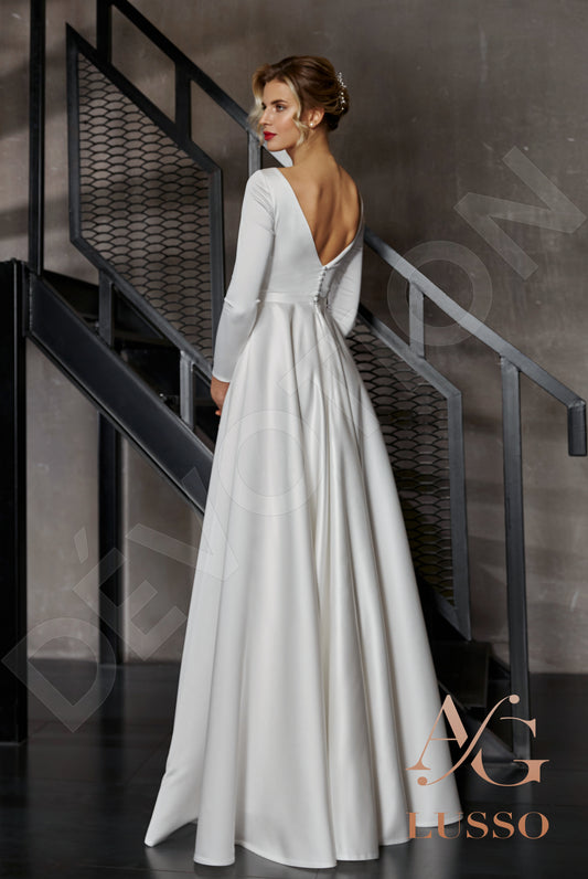 Brigitte A-line Boat/Bateau Ivory Wedding dress