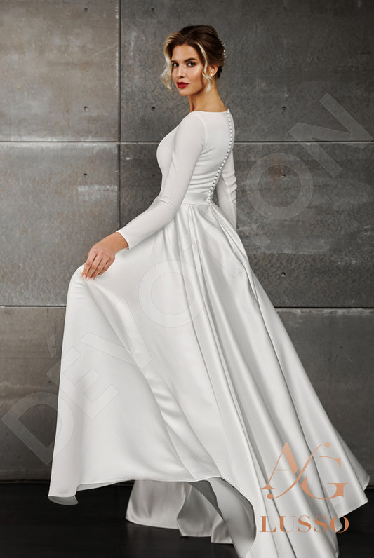 Brie A-line Boat/Bateau Ivory Wedding dress