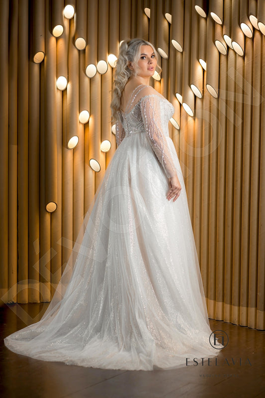 Alen A-line V-neck Cappuccino Wedding dress