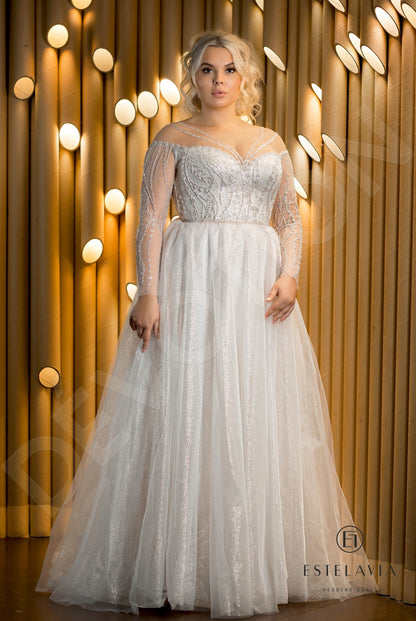 Alen Open back A-line Long sleeve Wedding Dress Front