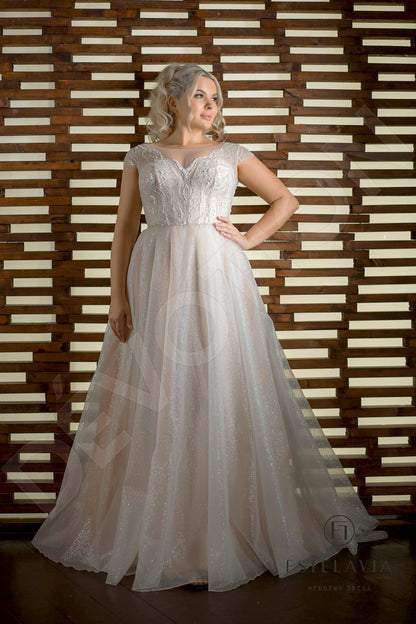 Betina Open back A-line Short/ Cap sleeve Wedding Dress 7