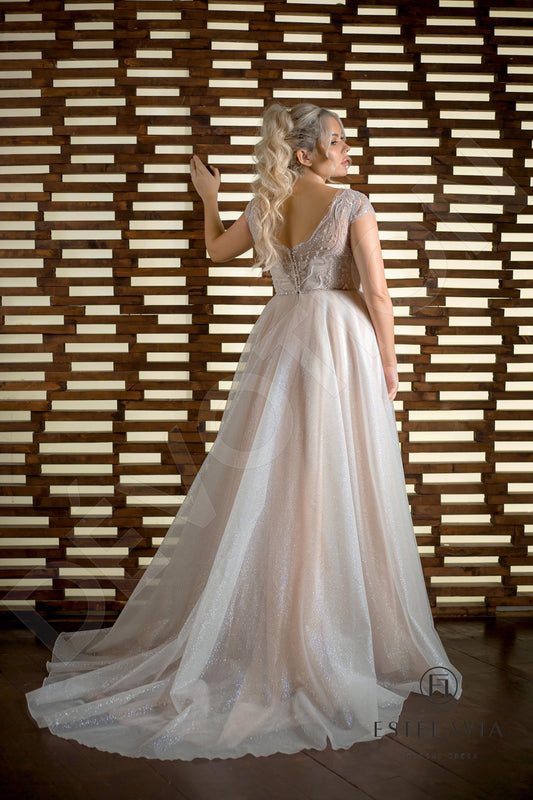 Betina A-line Boat/Bateau Cappuccino Wedding dress