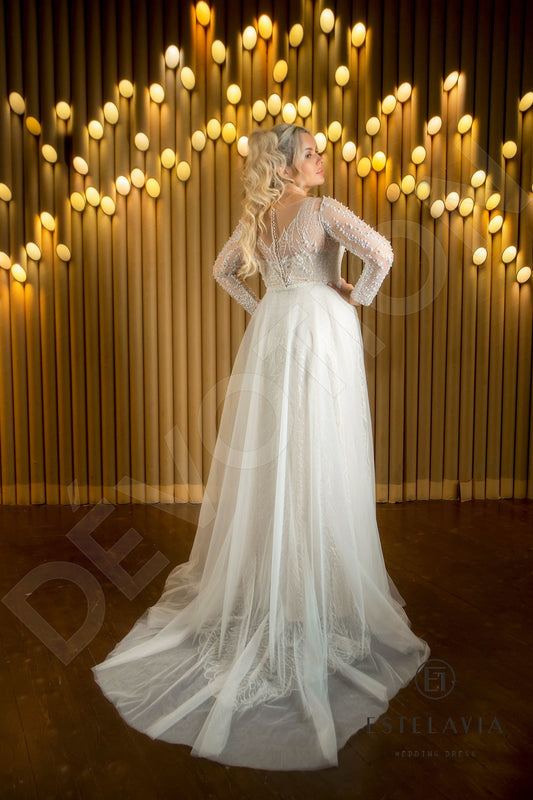 Claudia A-line Boat/Bateau Cappuccino Wedding dress