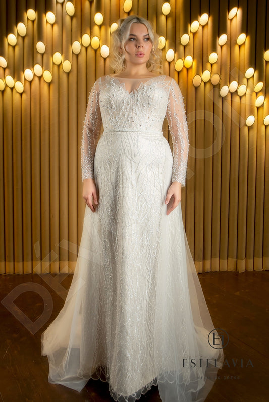 Claudia A-line Boat/Bateau Cappuccino Wedding dress