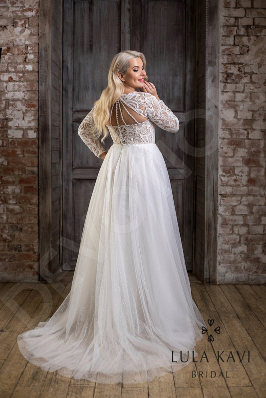 Mirela A-line Queen Anne Milk Wedding dress