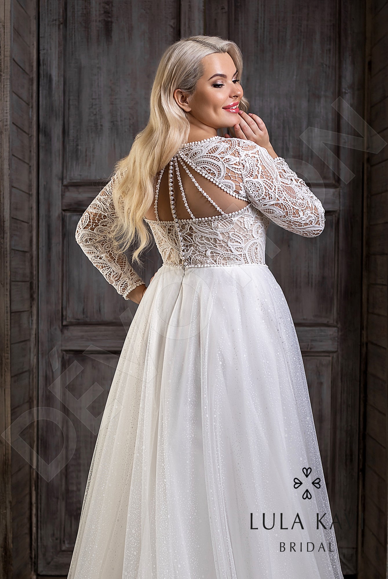 Mirela A-line Queen Anne Milk Wedding dress