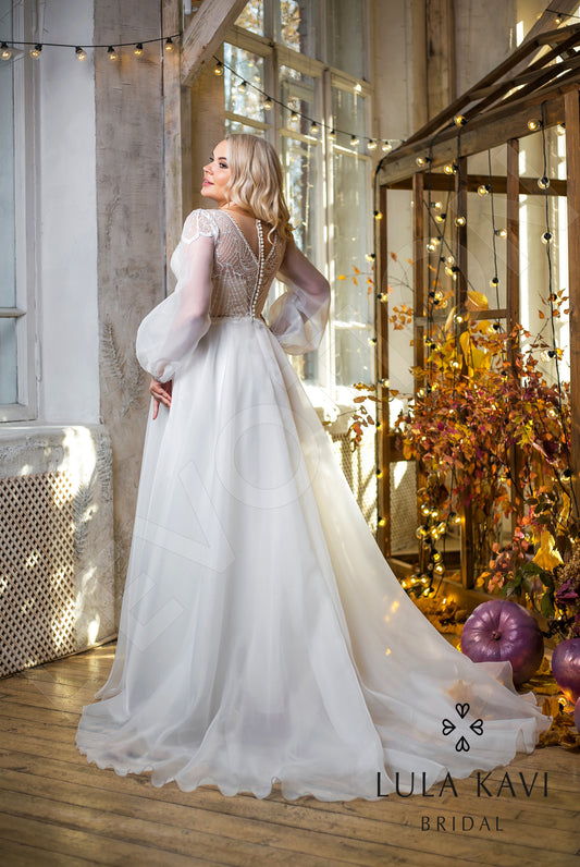 Etilia A-line Jewel Milk Wedding dress