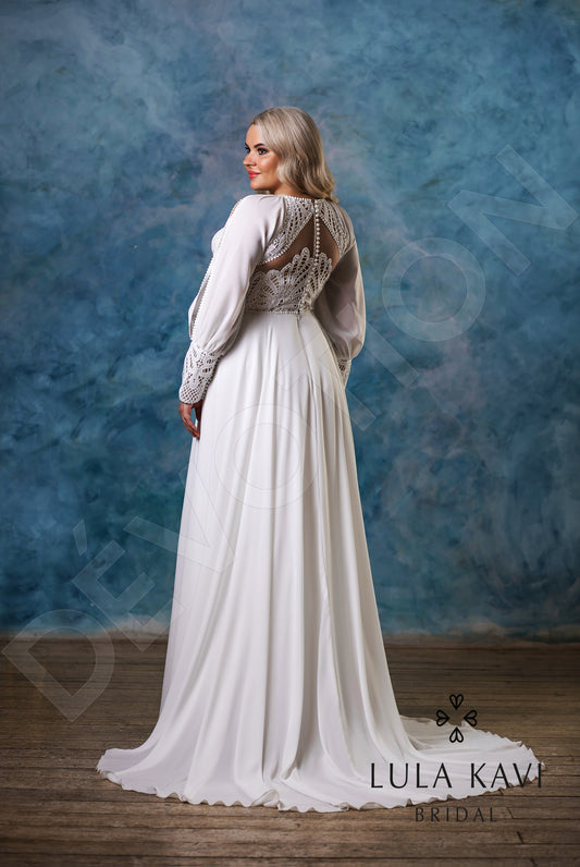 Ksimena A-line Jewel Milk Wedding dress
