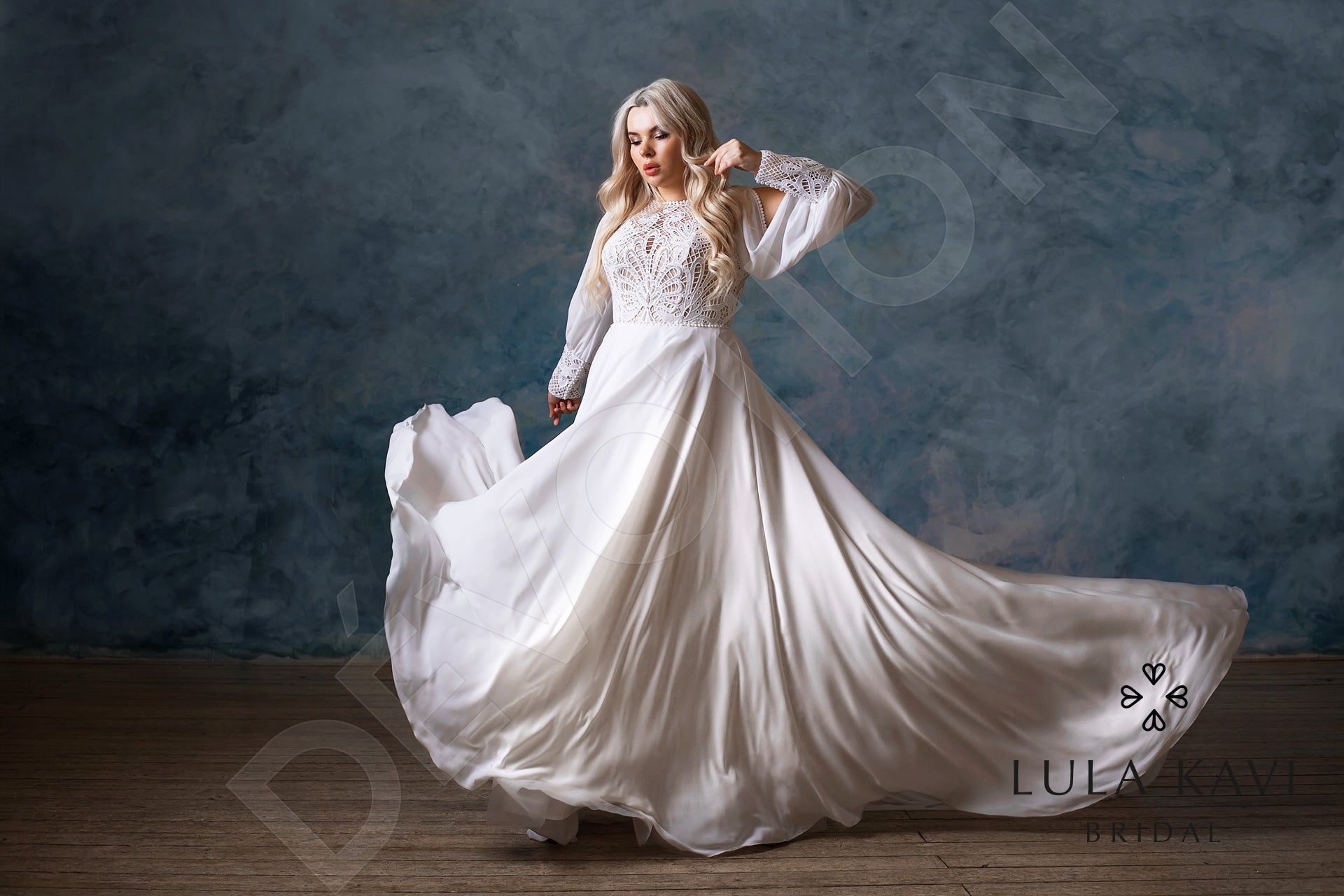 Ksimena A-line Jewel Milk Wedding dress