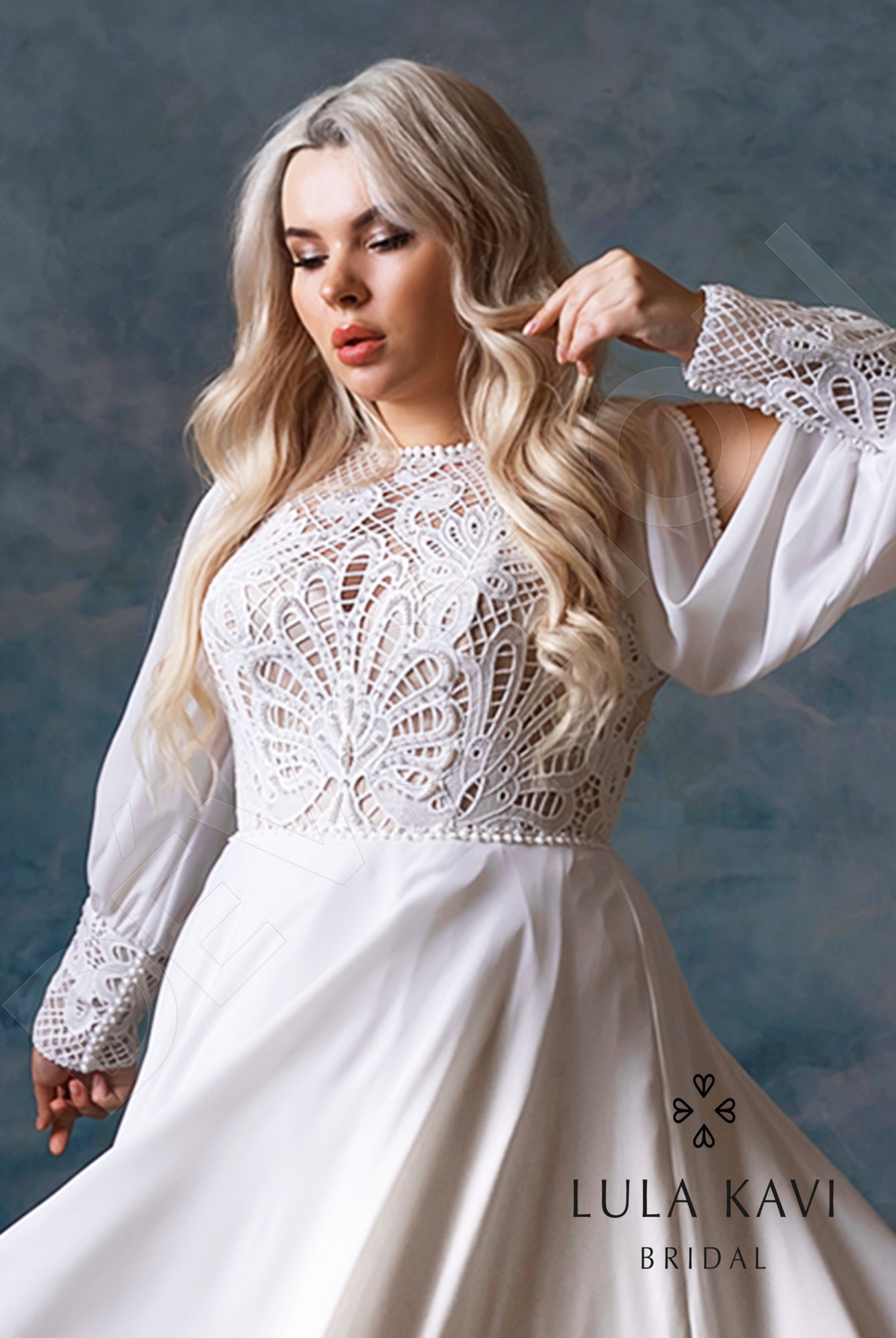 Ksimena A-line Jewel Milk Wedding dress