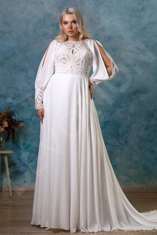 Ksimena A-line Jewel Milk Wedding dress