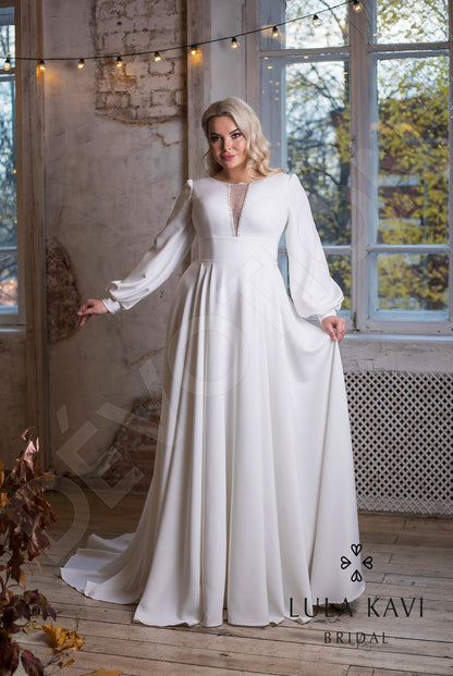 Rinne Full back A-line Long sleeve Wedding Dress 8