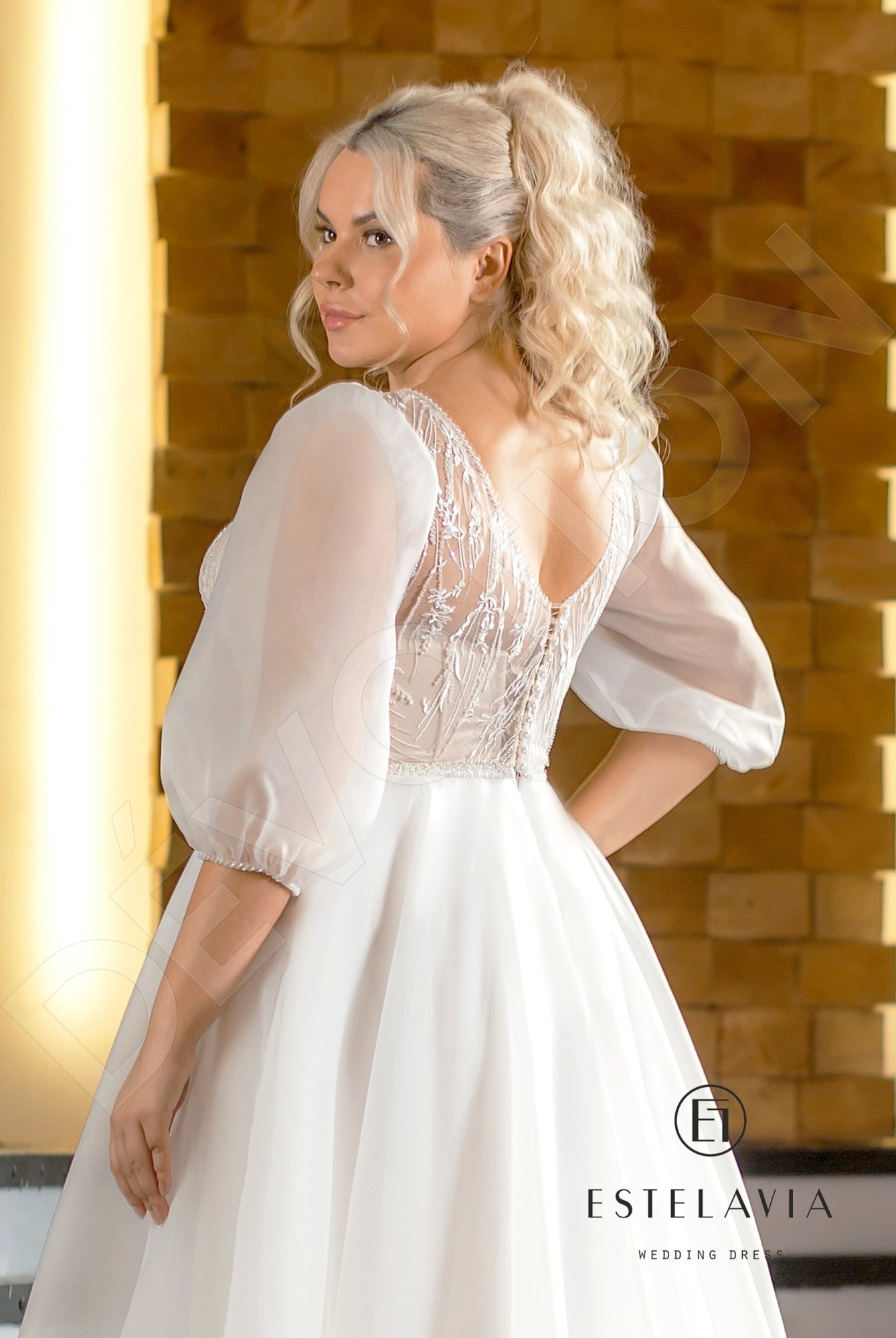 Meda A-line Jewel Cappuccino Milk Wedding dress