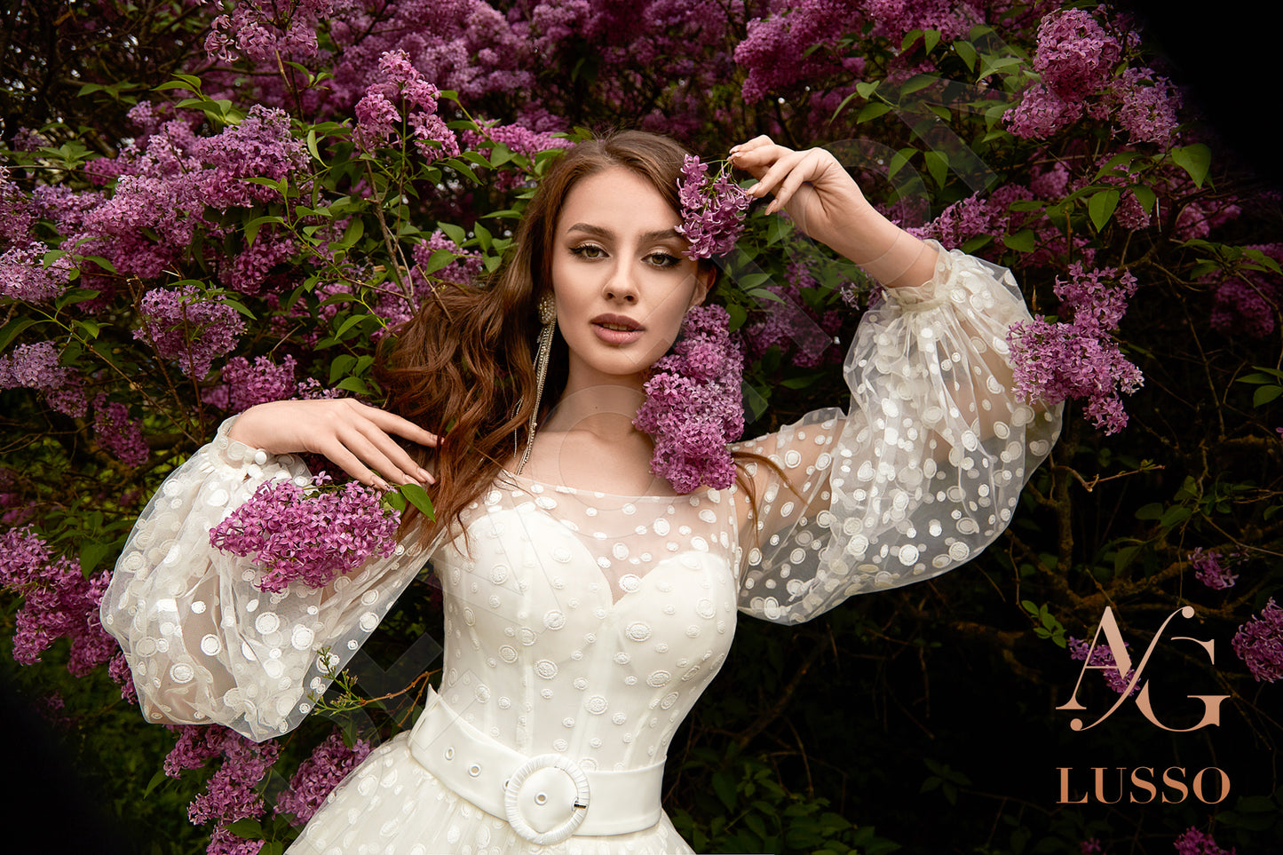 Elge Full back A-line Long sleeve Wedding Dress 7