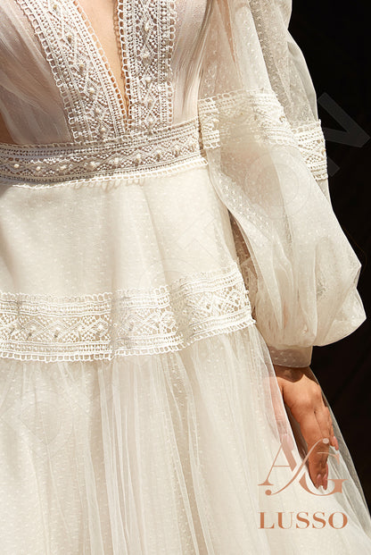 Marana Open back A-line Long sleeve Wedding Dress 7