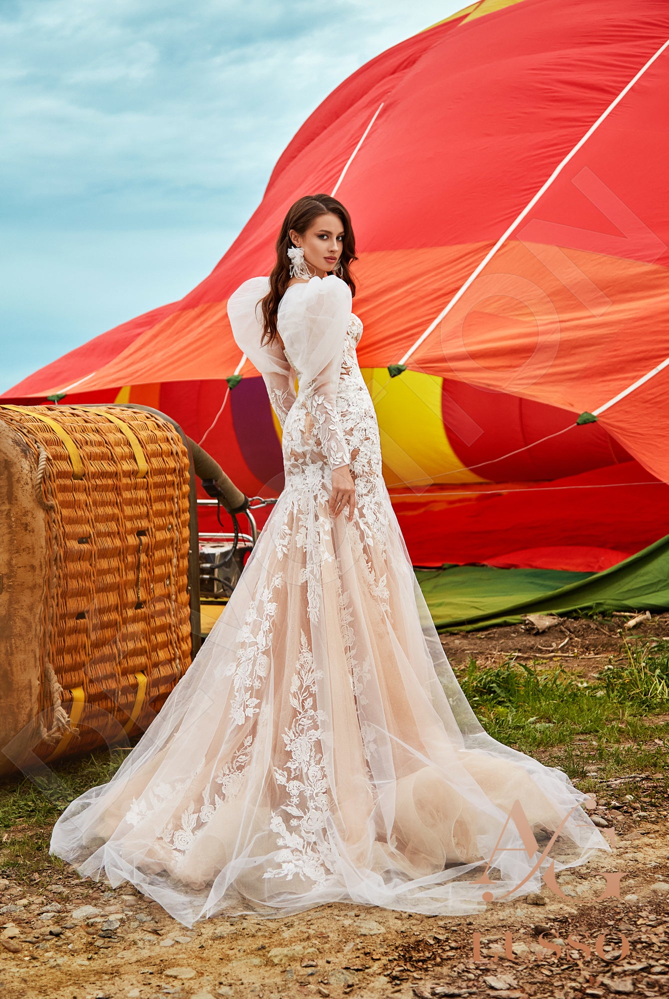 Severra Open back Trumpet/Mermaid Long sleeve Wedding Dress Back