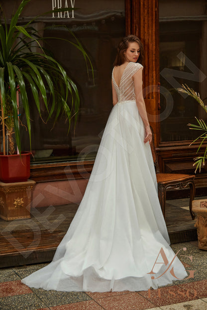 Aile Open back A-line Short/ Cap sleeve Wedding Dress Back