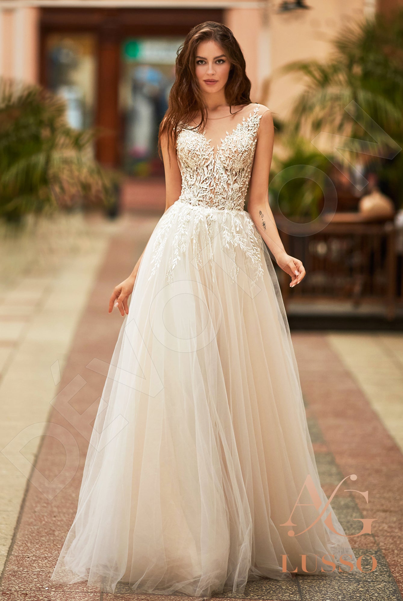 Ashana A-line Illusion Milk Nude Wedding dress