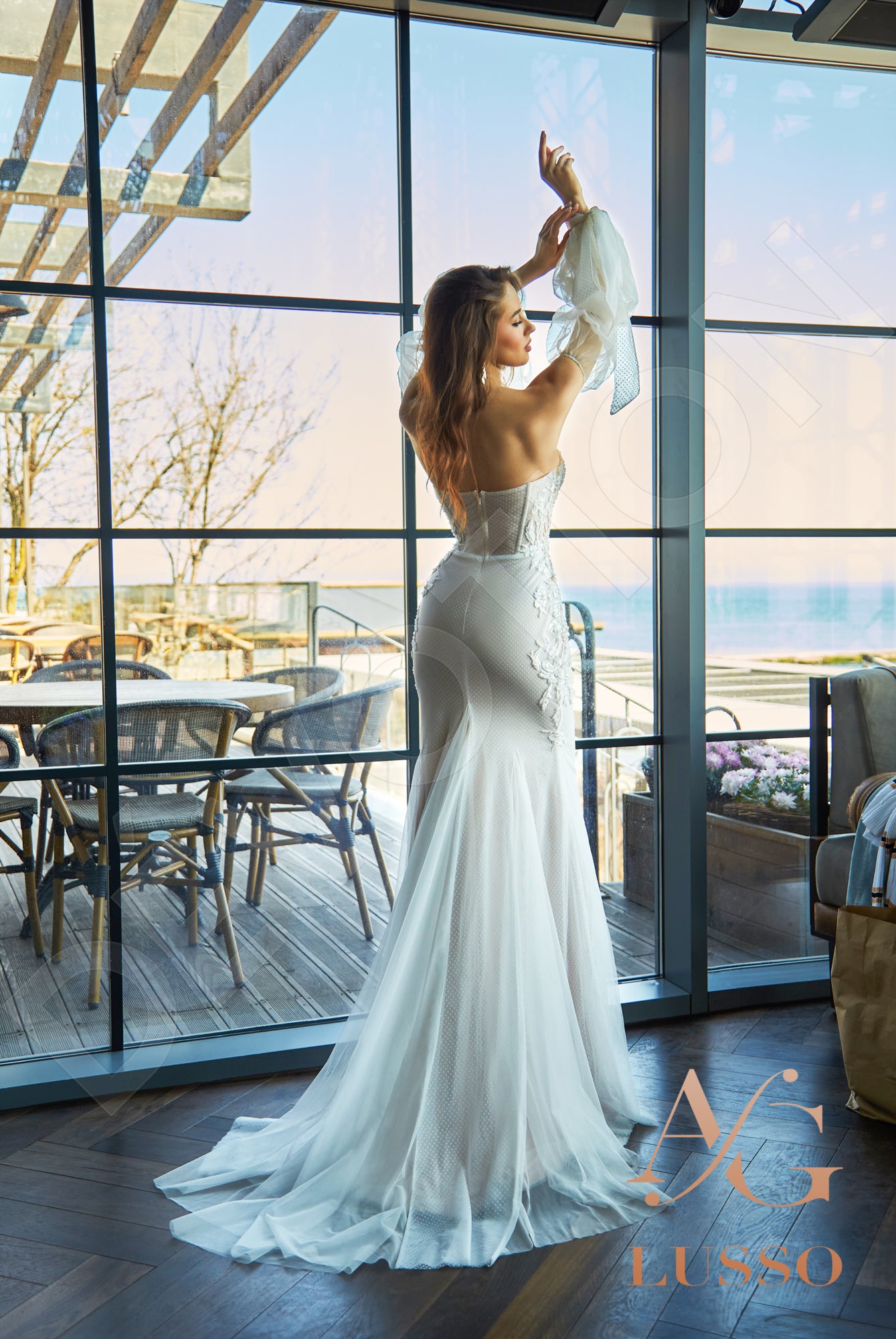 Ketty Trumpet/Mermaid Sweetheart Milk Nude Wedding dress