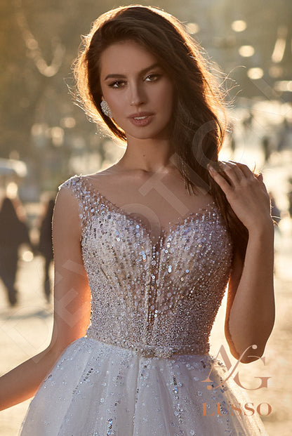 Shirlena Illusion back A-line Sleeveless Wedding Dress 2