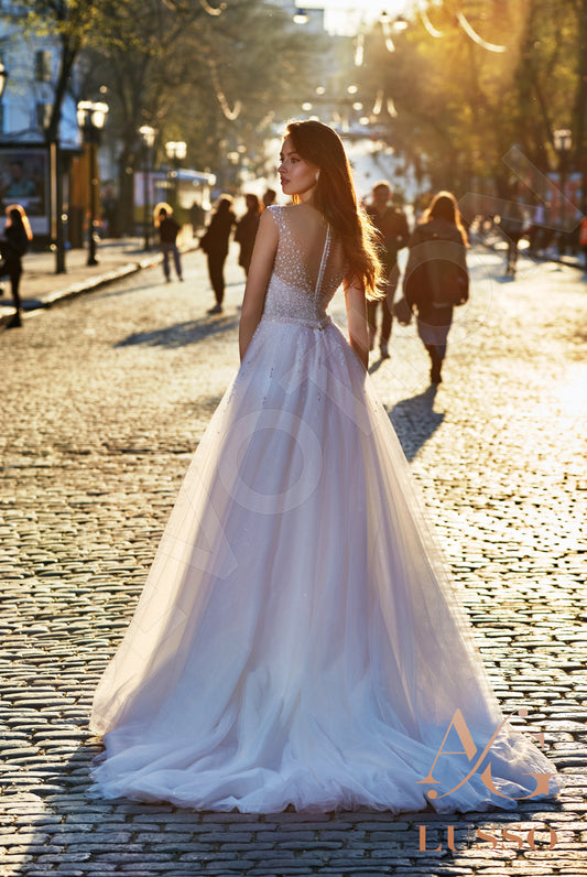 Shirlena A-line Illusion Lightpink Wedding dress