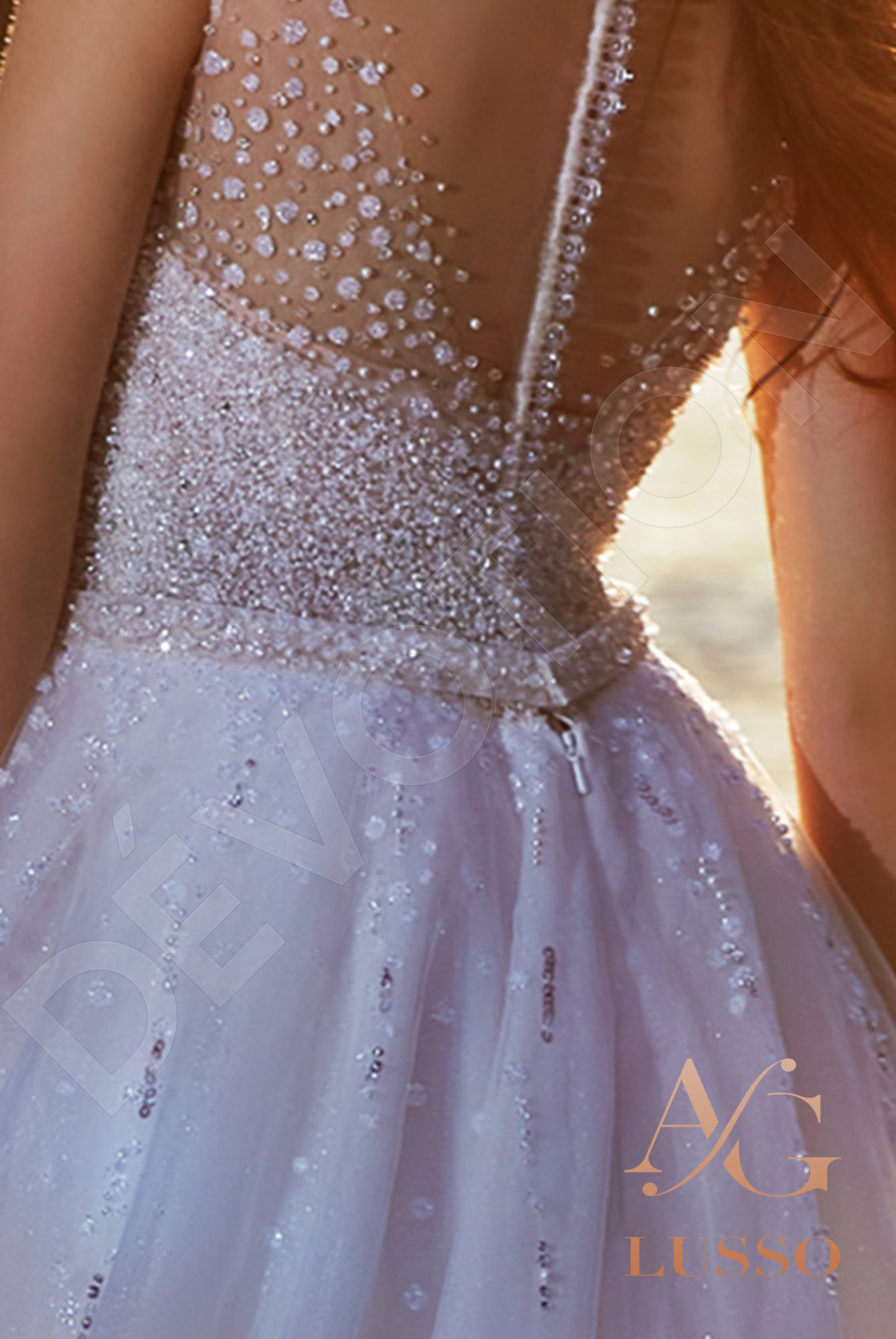 Shirlena A-line Illusion Lightpink Wedding dress